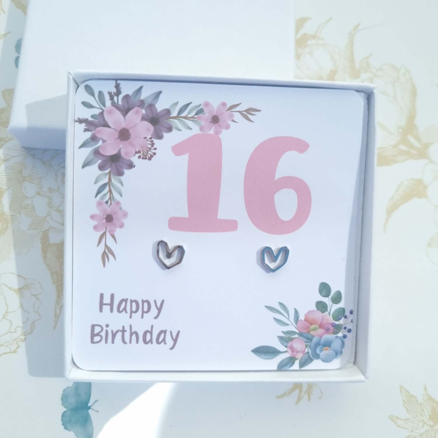 heart stud earrings, 16th birthday for girls