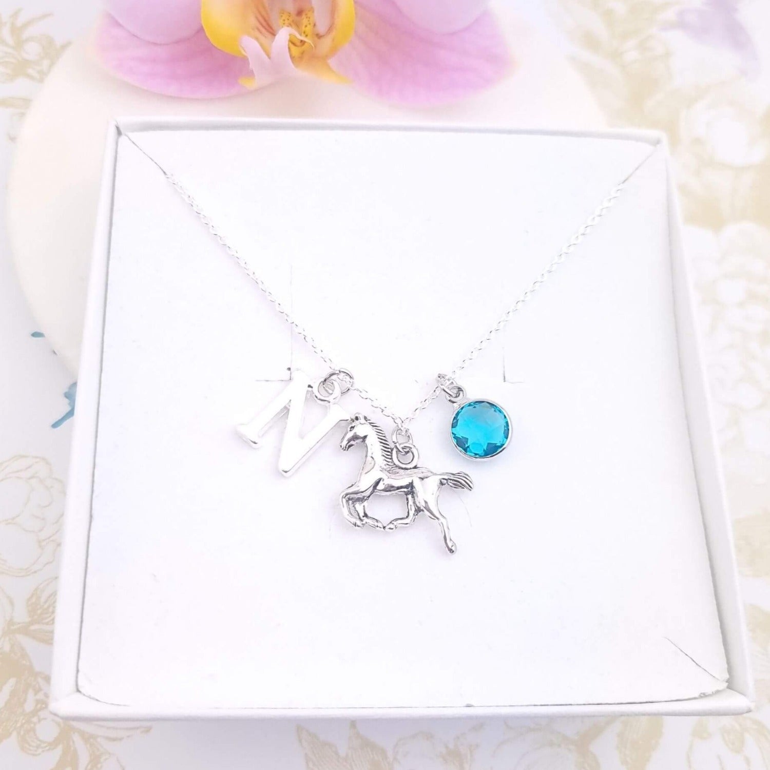 personalised horse necklace in sterling silver