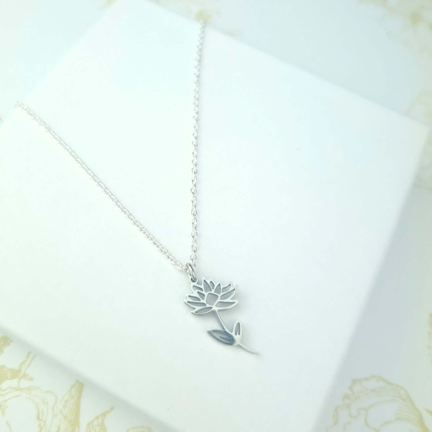 July birth flower necklace, water lily jewellery