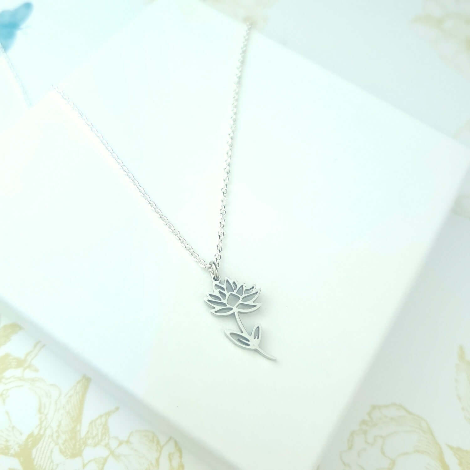 sterling silver water lily necklace
