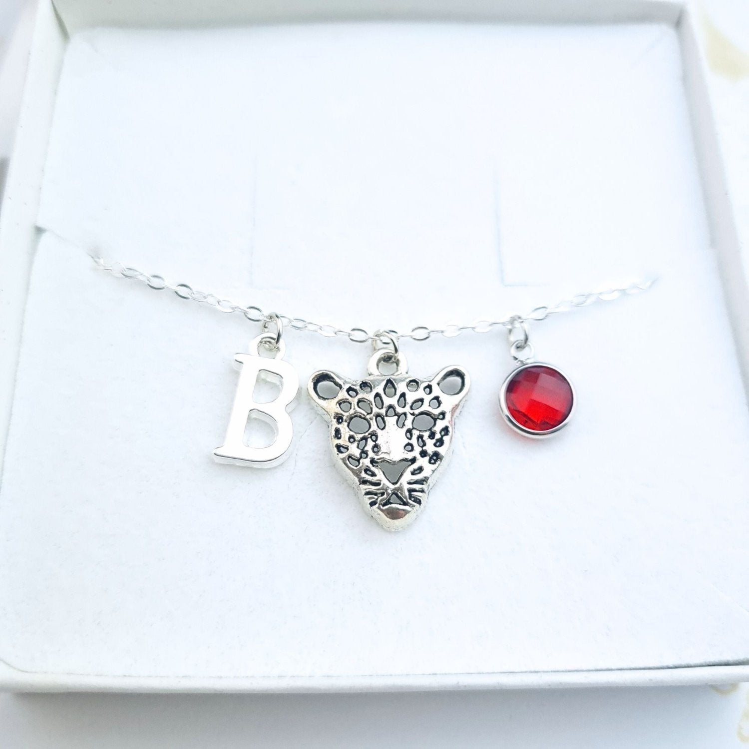 leopard personalised silver bracelet