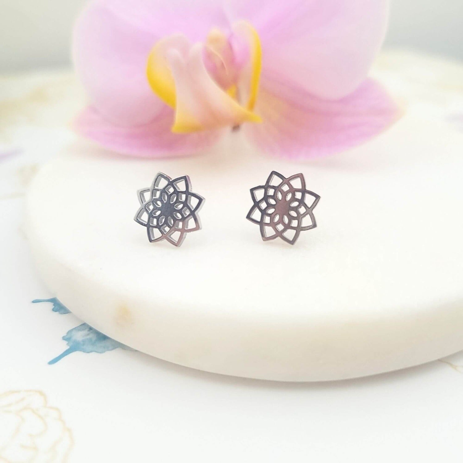 mandala stud earrings