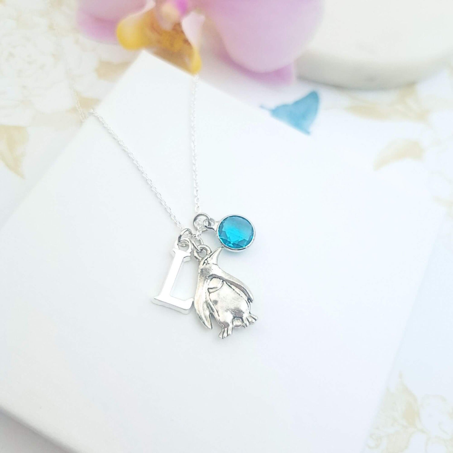 personalised penguin necklace sterling silver
