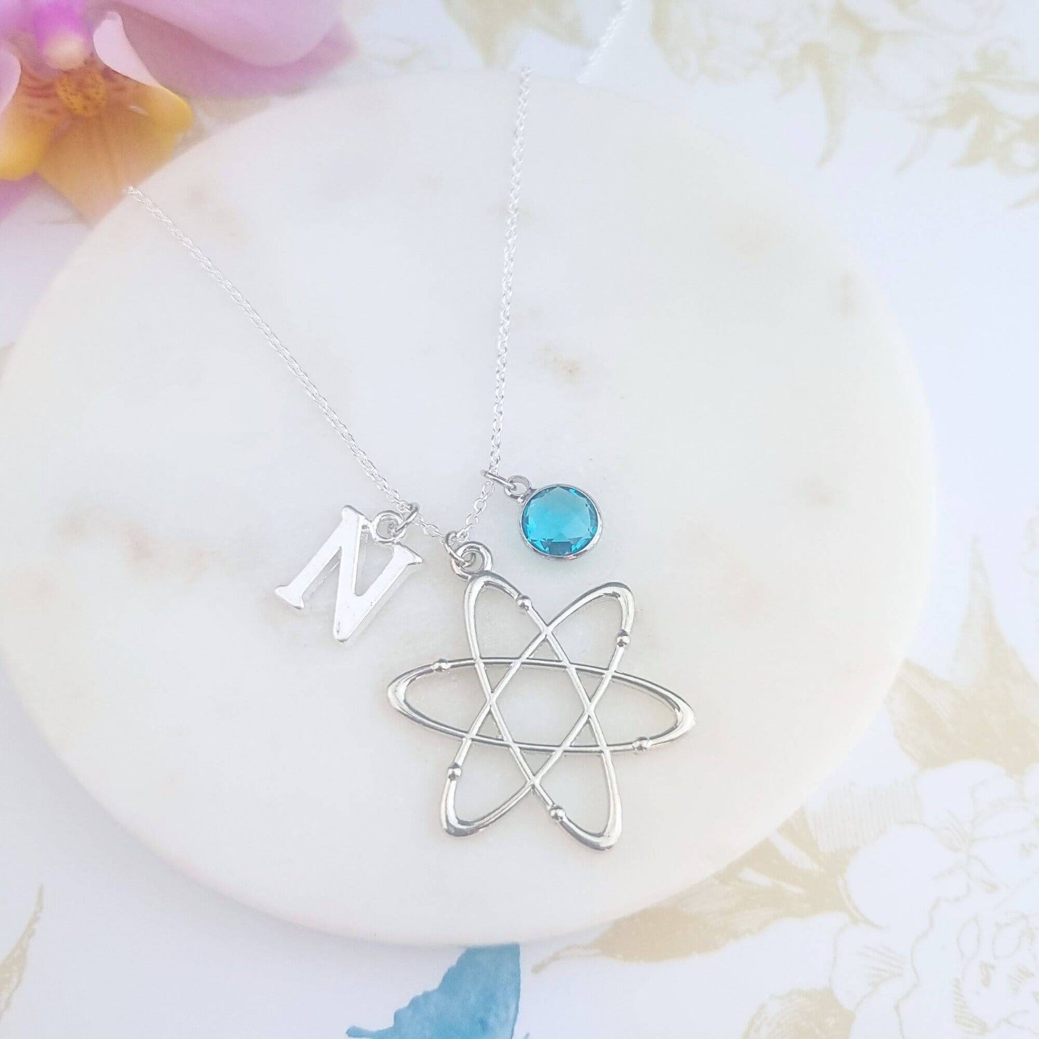 sterling silver atom necklace personalised