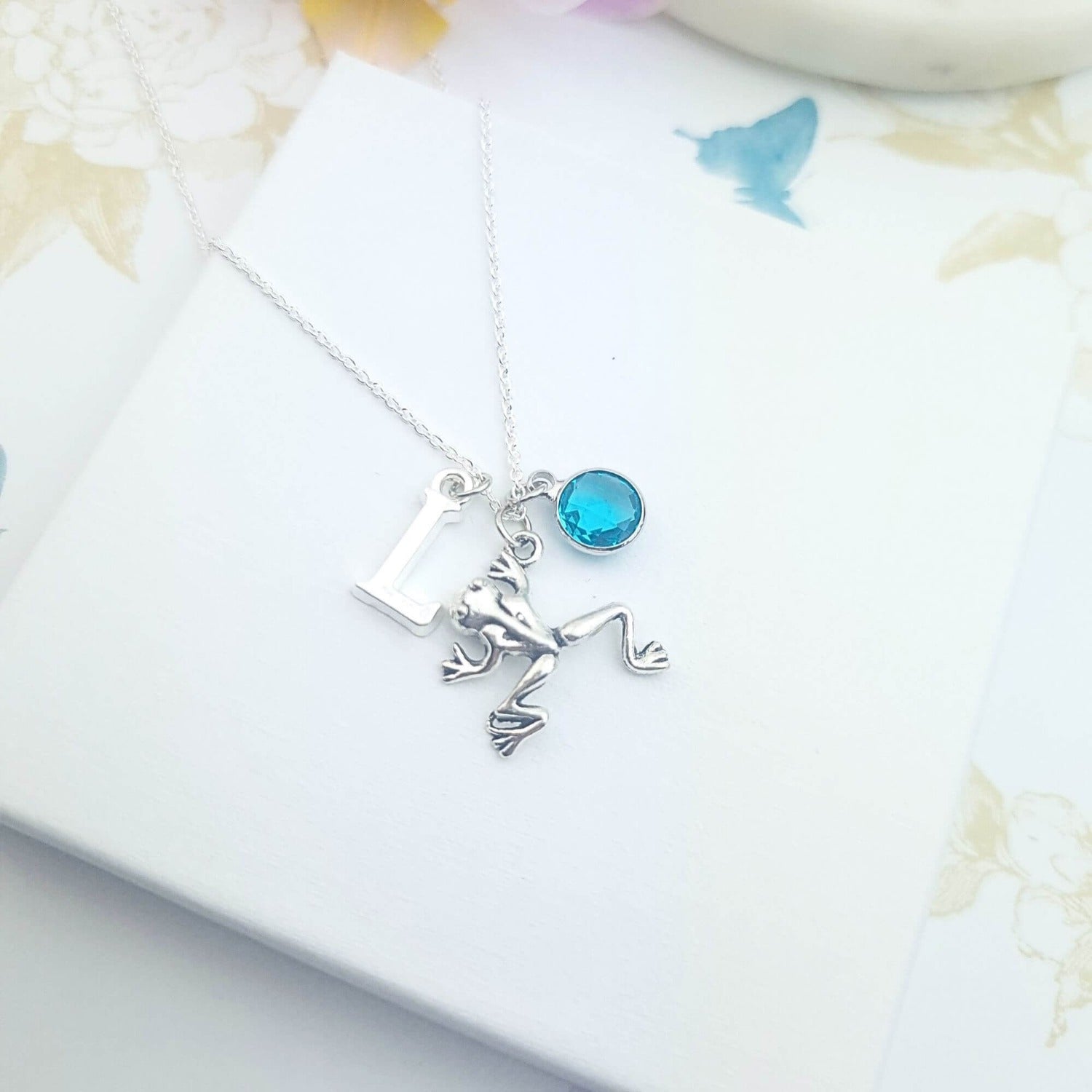frog necklace personalised in sterling silver