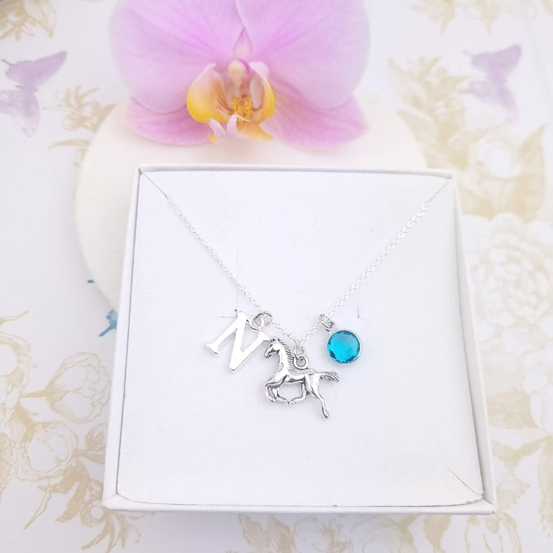 personalised horse necklace in sterling silver
