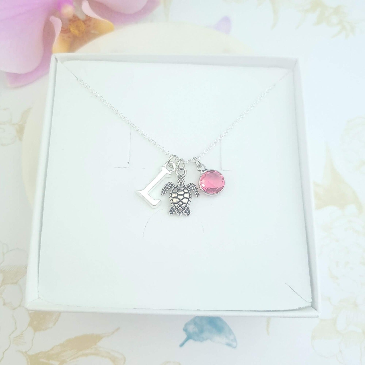 personalised sea turtle necklace sterling silver