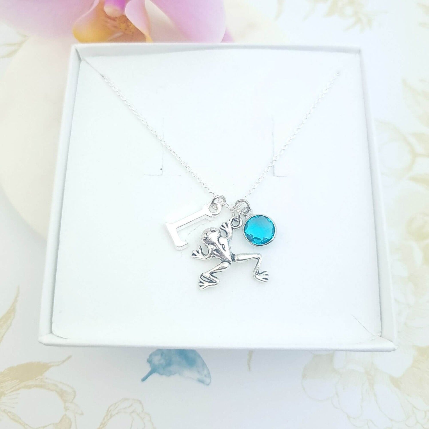 sterling silver personalised frog necklace
