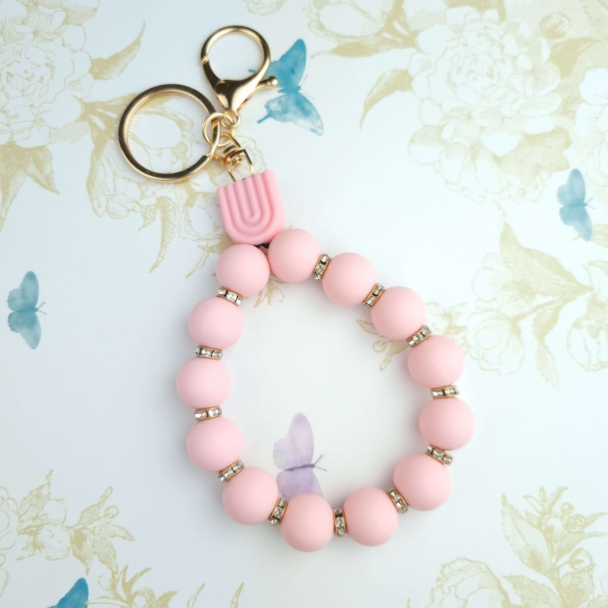 silicone beads keychain wristlet