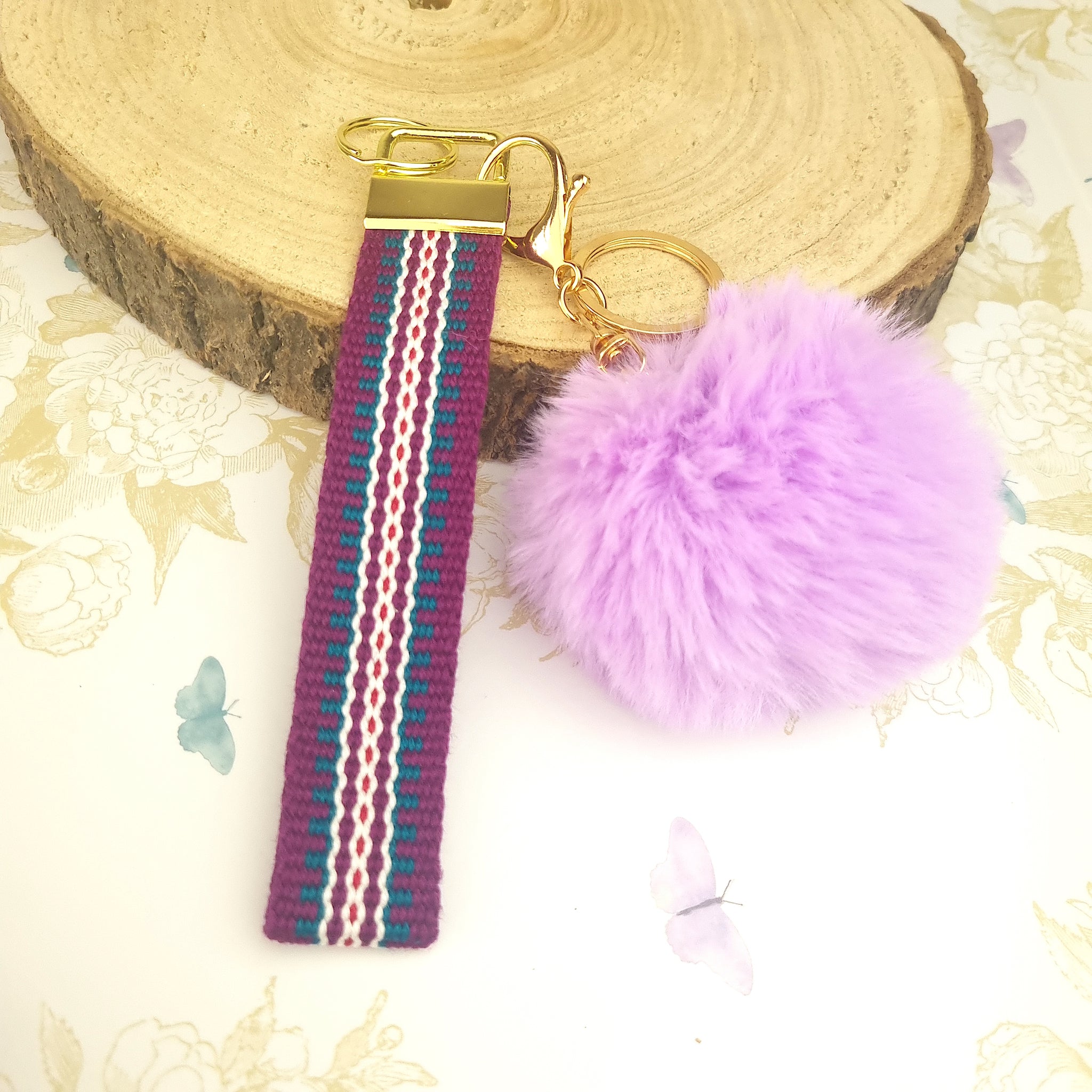 wristlet strap keychain in purple