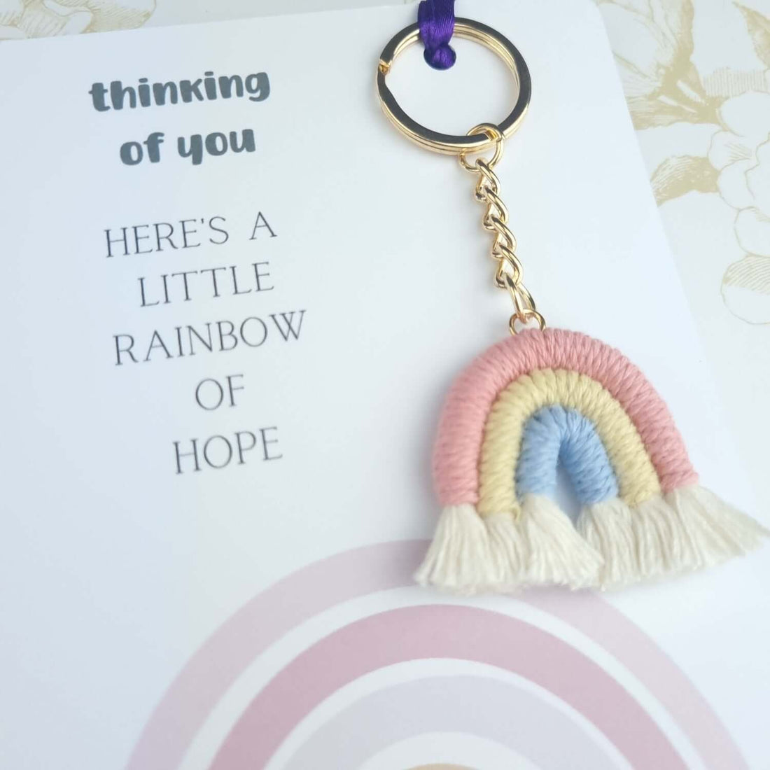 Rainbow keyring thinking of you gift