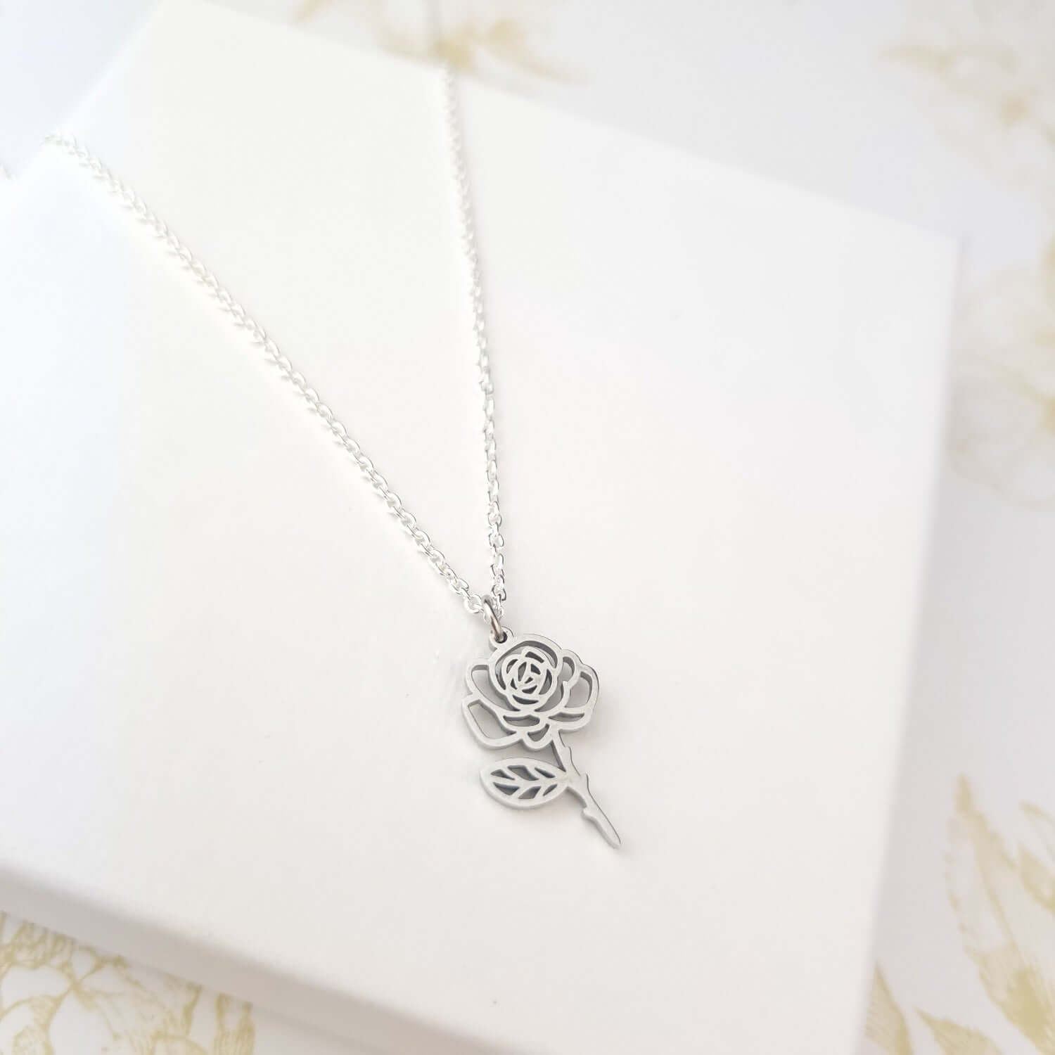 birth flower rose necklace
