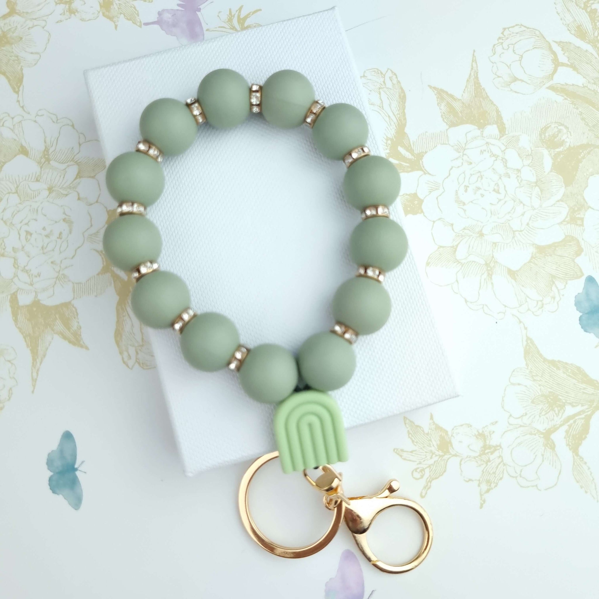bracelet keychain in sage green