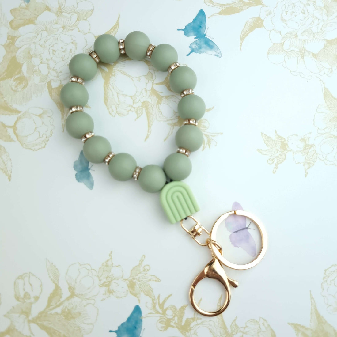 bracelet keychain in sage green