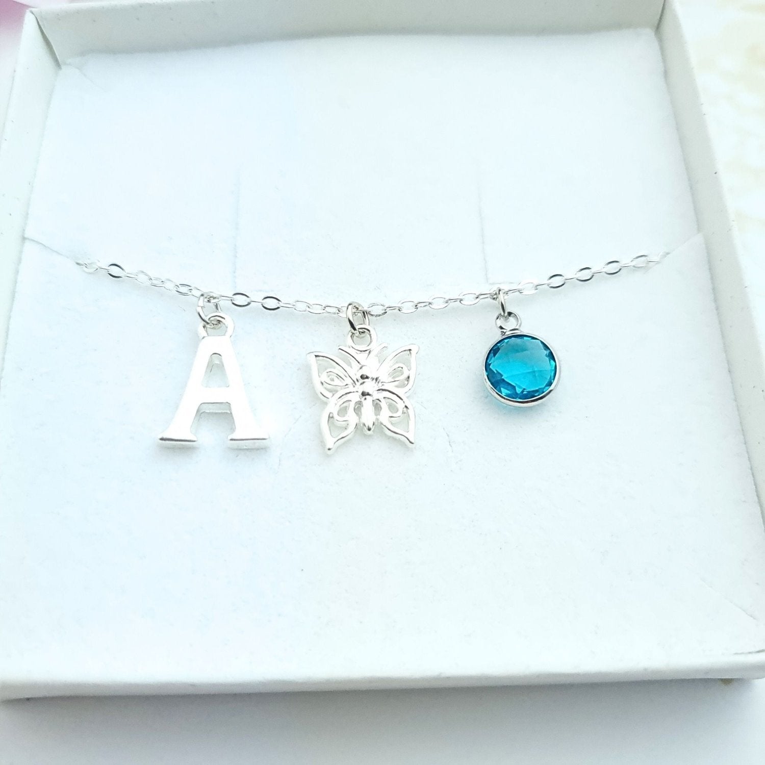 silver personalised butterfly bracelet