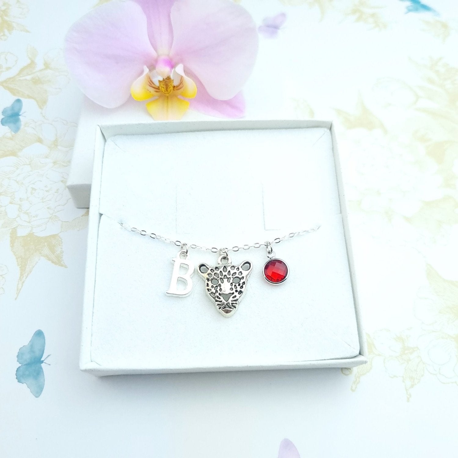 personalised leopard charm bracelet
