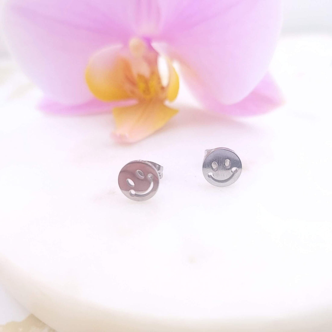 smiley face stud earrings