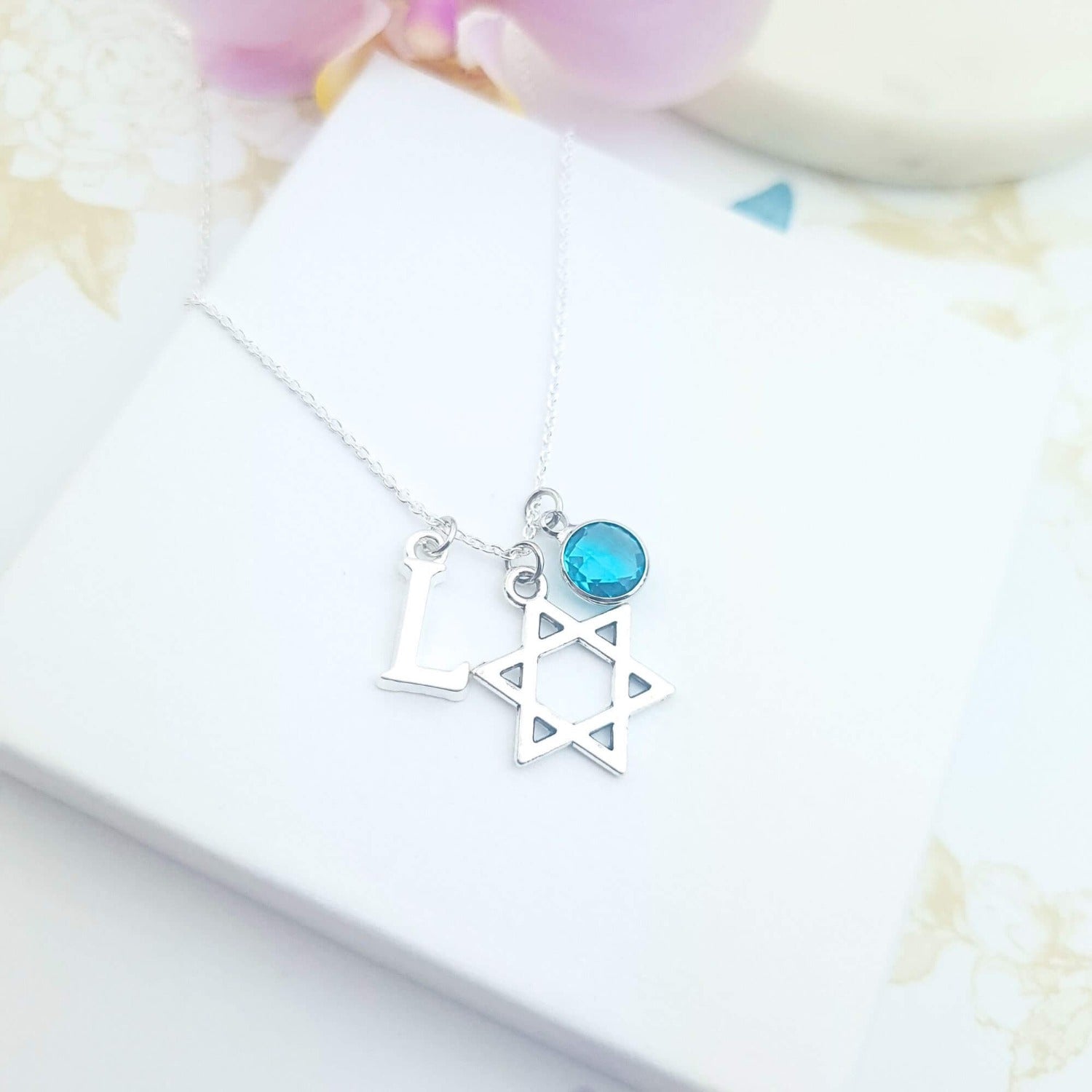 personalised star of david sterling silver necklace