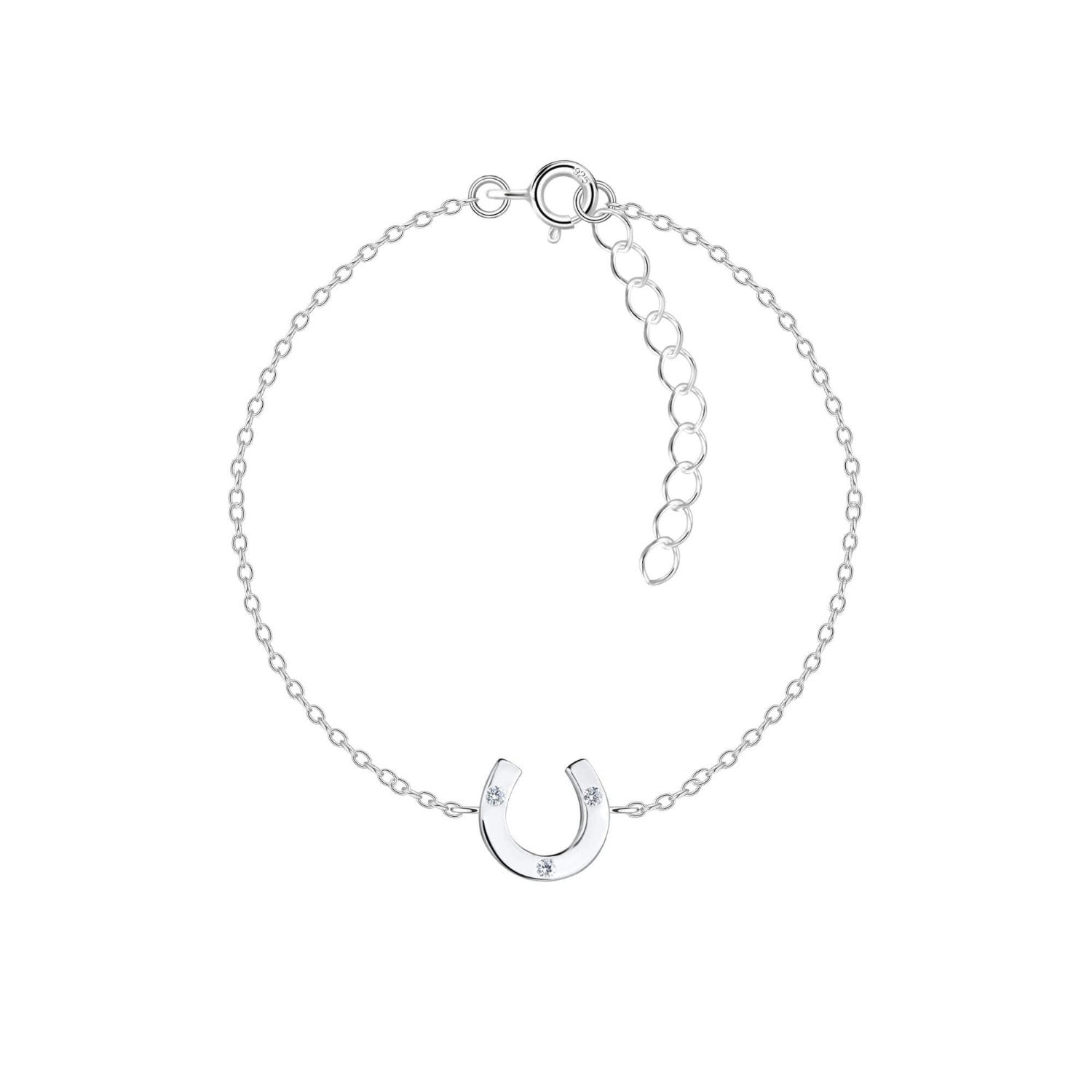 horseshoe sterling silver bracelet with extension