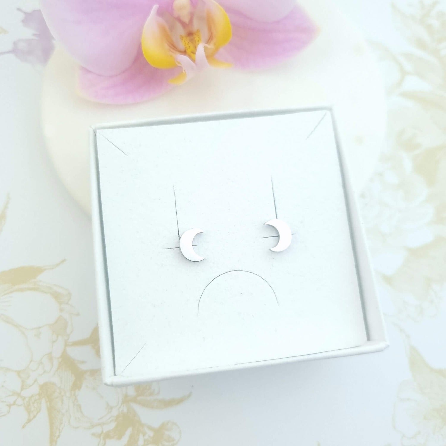 half moon phase stud earrings