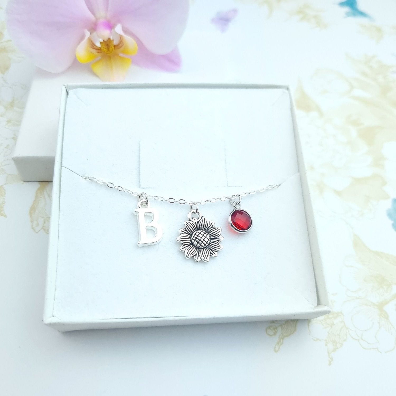 personalised sunflower bracelet