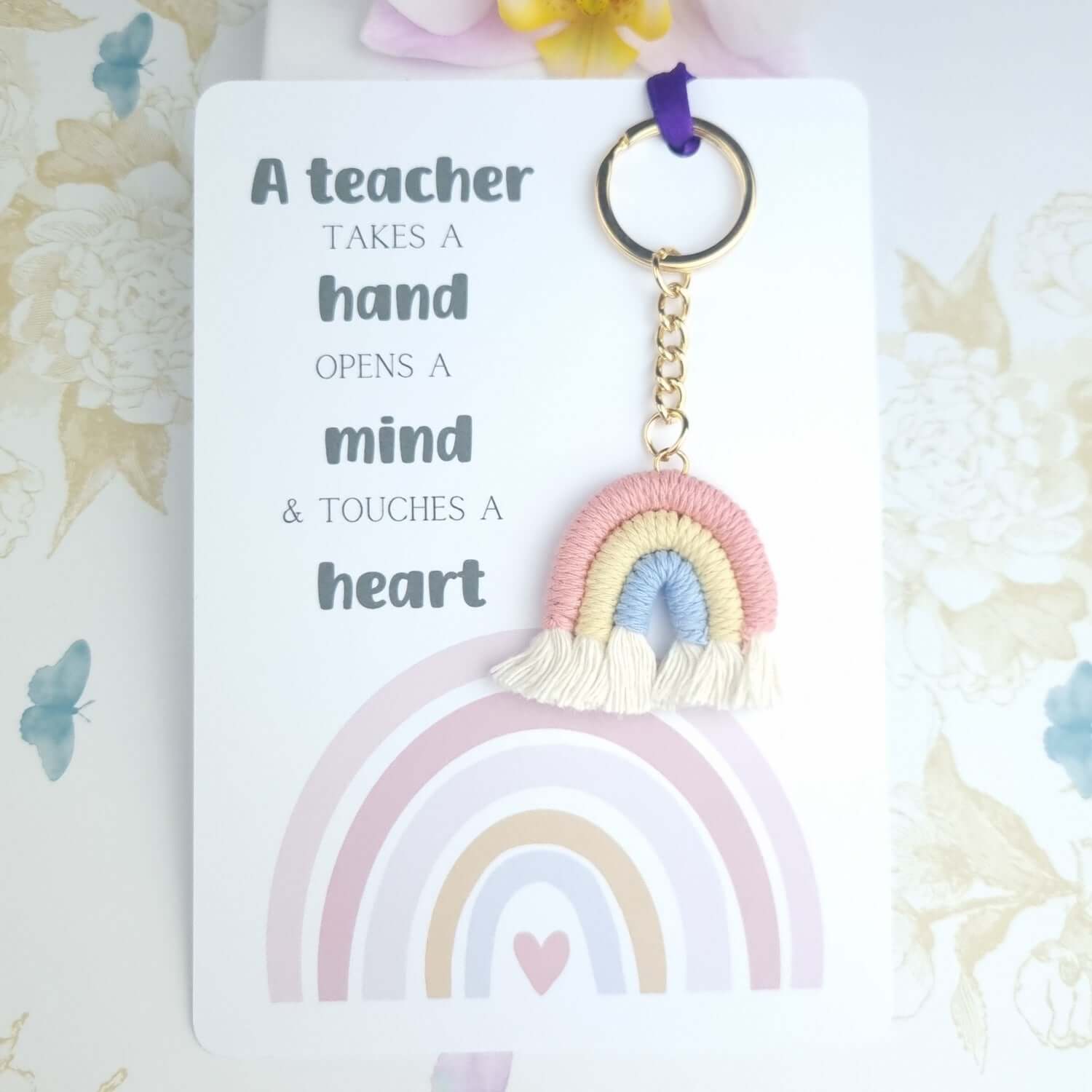 teacher thank you gift rainbow keychain