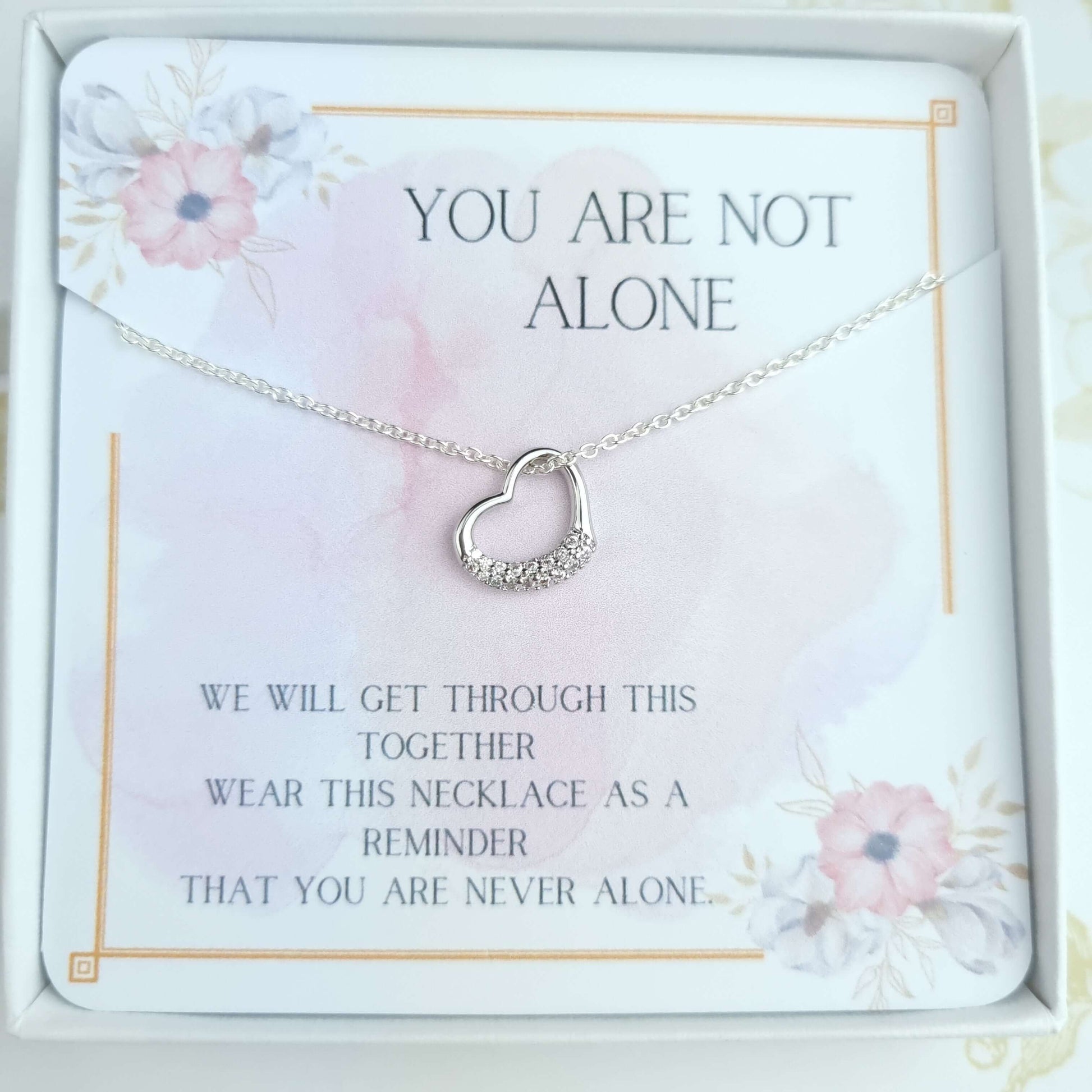 thinking of you gift, heart necklace with gift box
