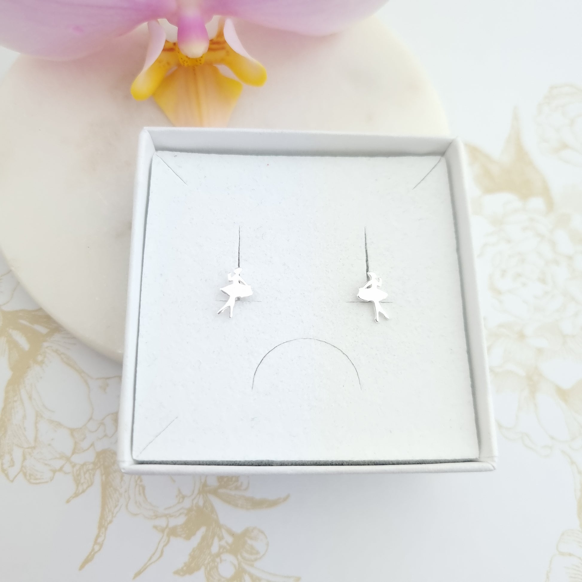 sterling silver ballerina stud earrings