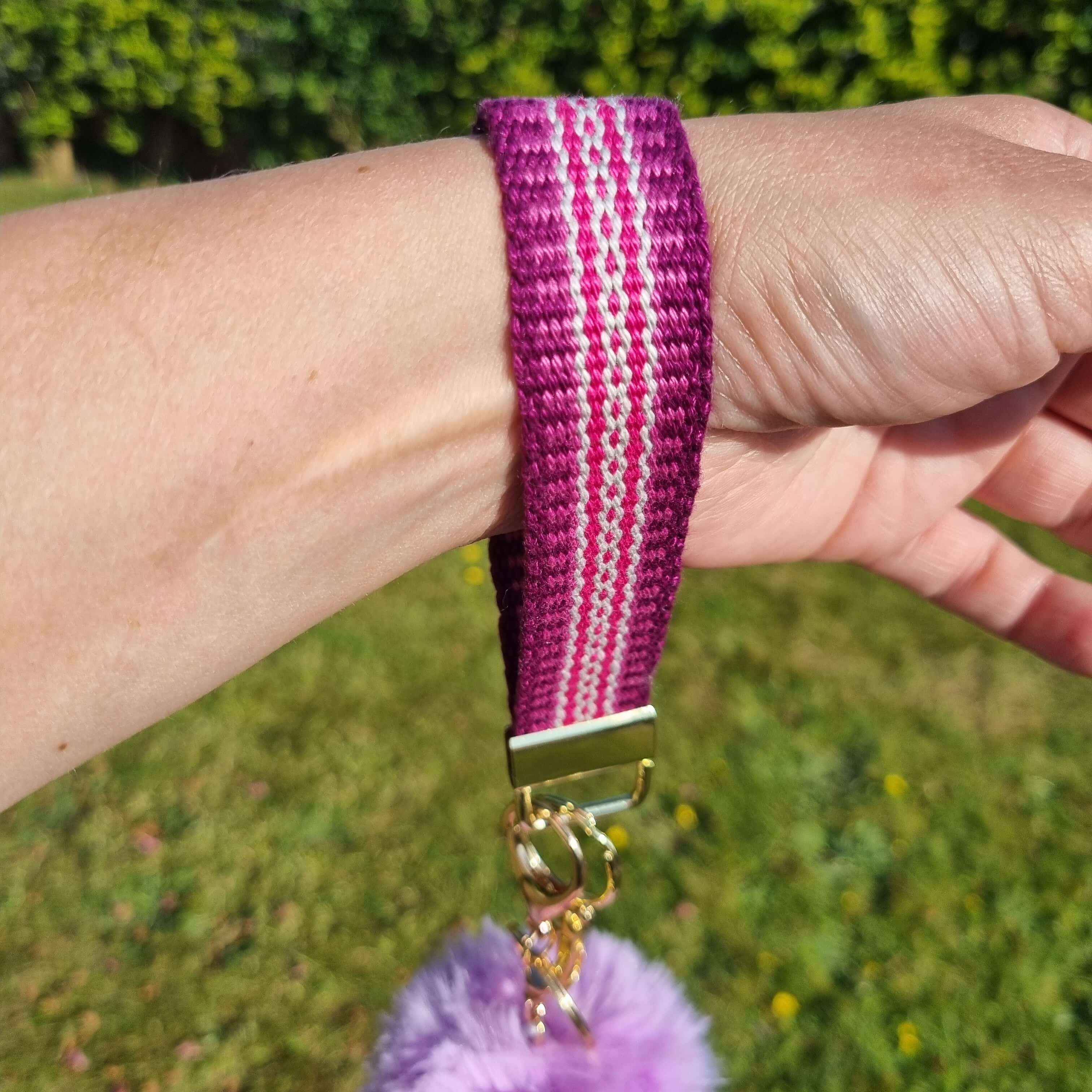 showing a wristlet in a wrist