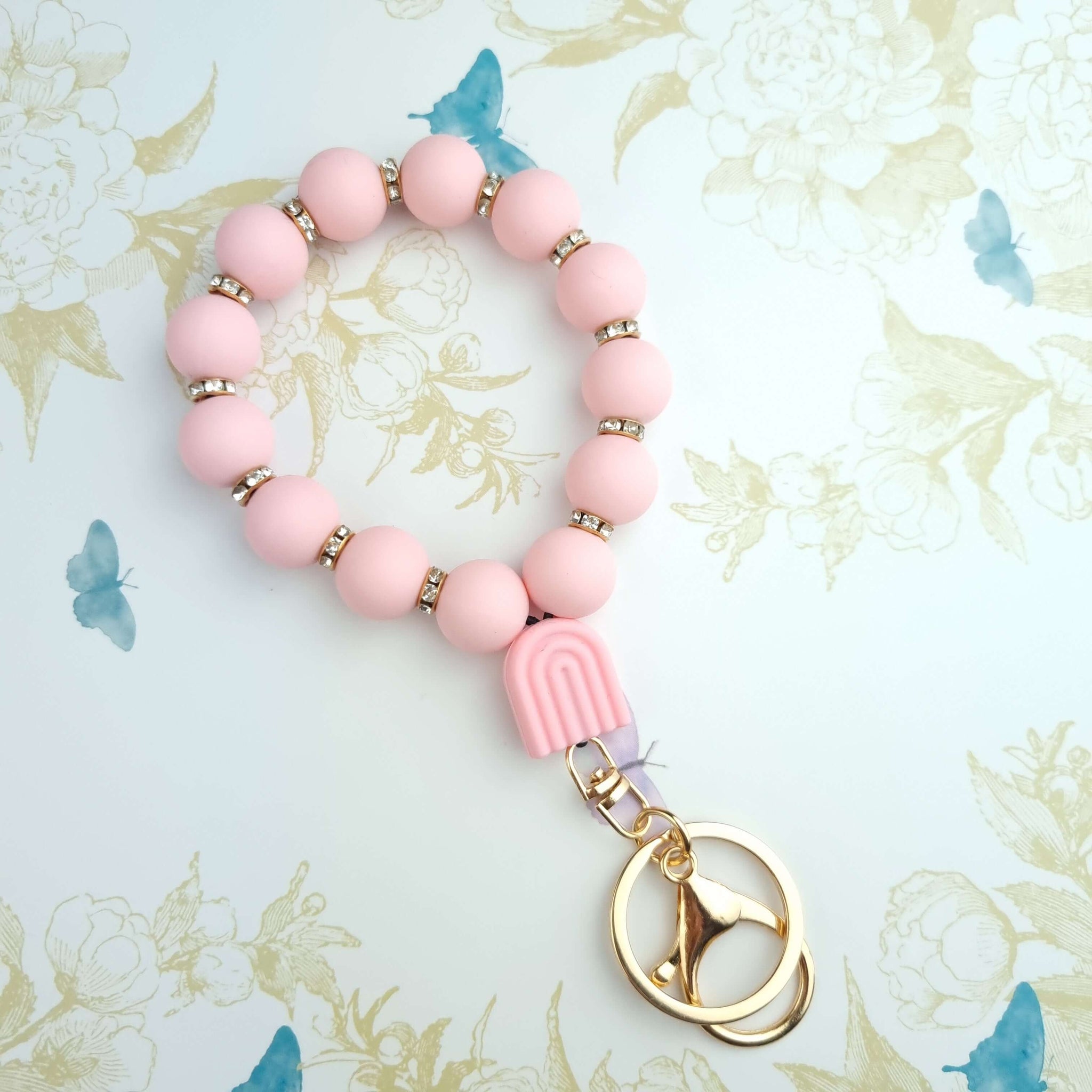 bracelet keychain for women in light pink