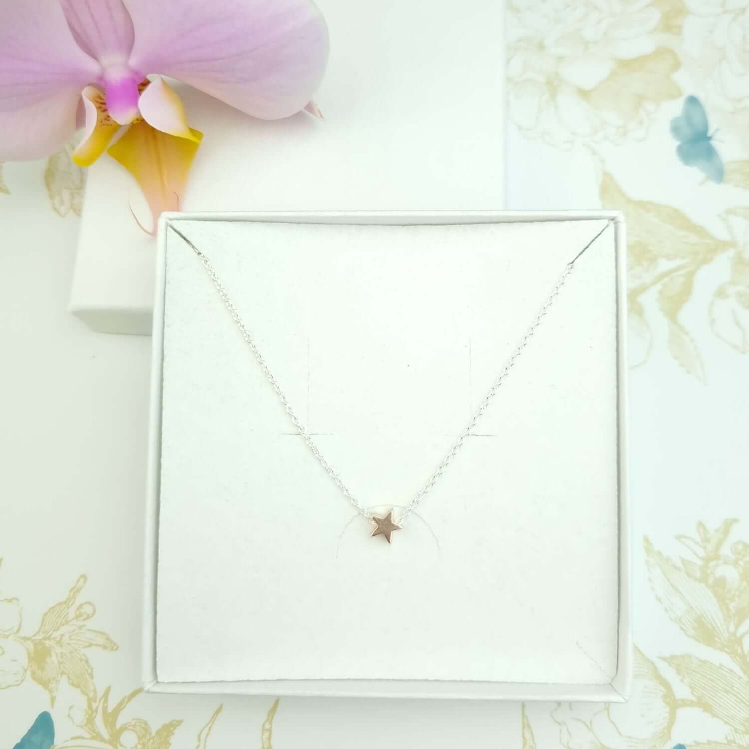 Sterling Silver Star Necklace in a gift box