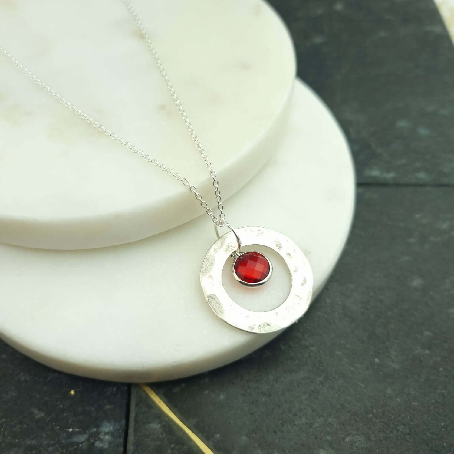 Birthstone sterling silver necklace