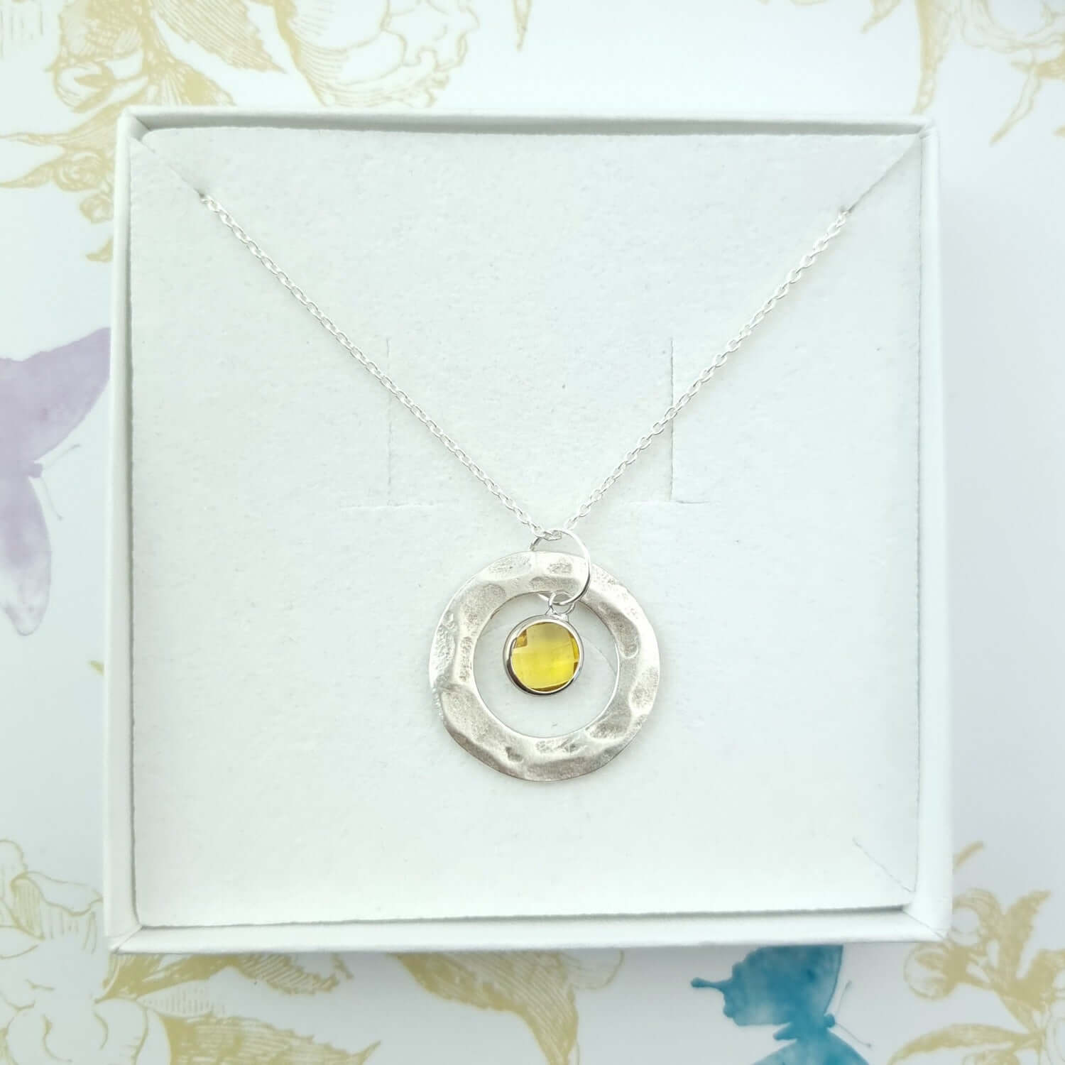 November birthstone necklace in a gift box