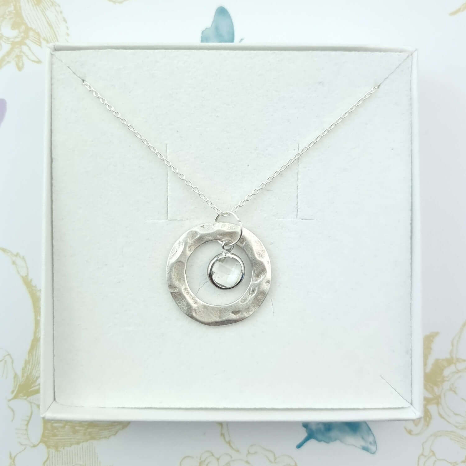 April diamond stone necklace in a gift box