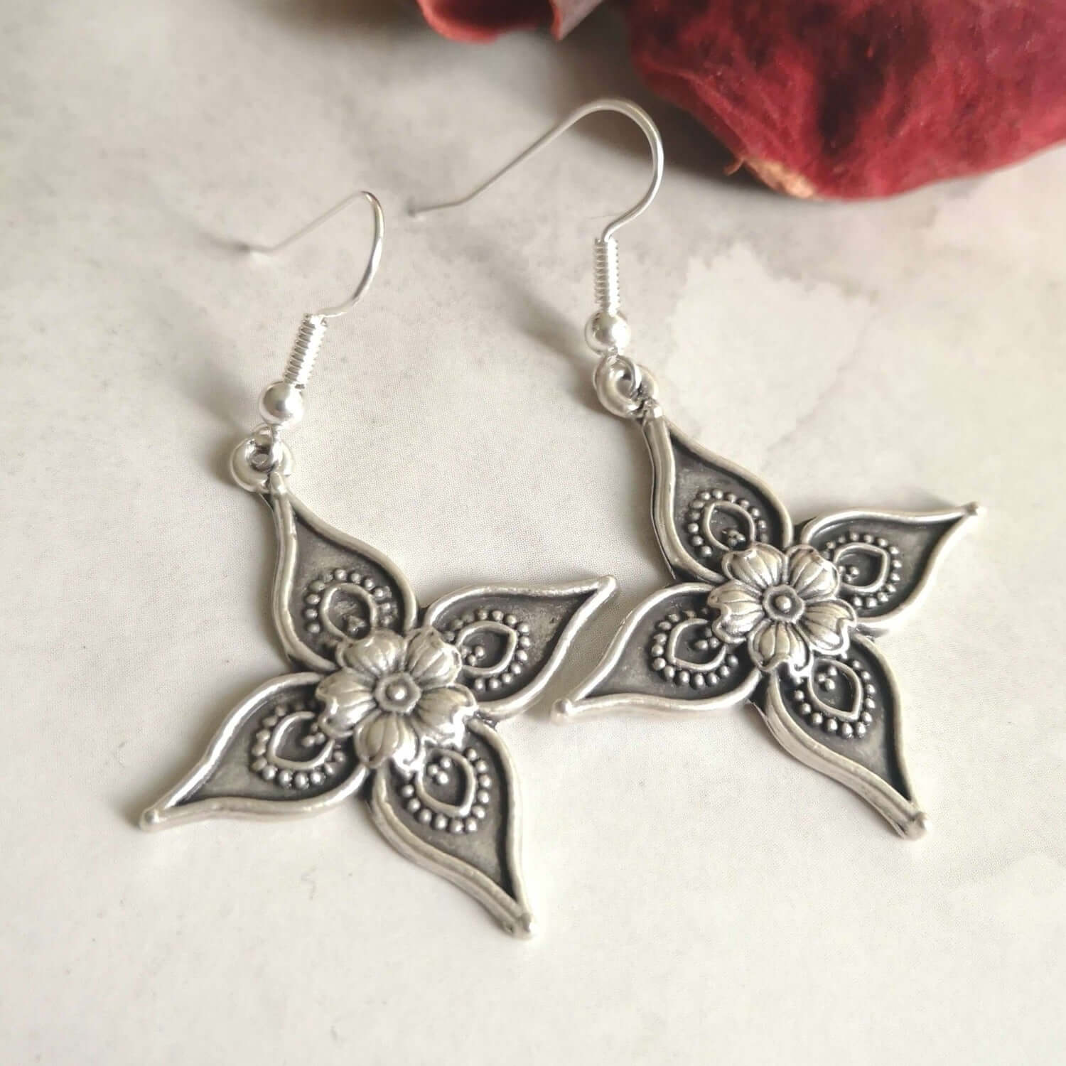 Floral bohemian dangle earrings