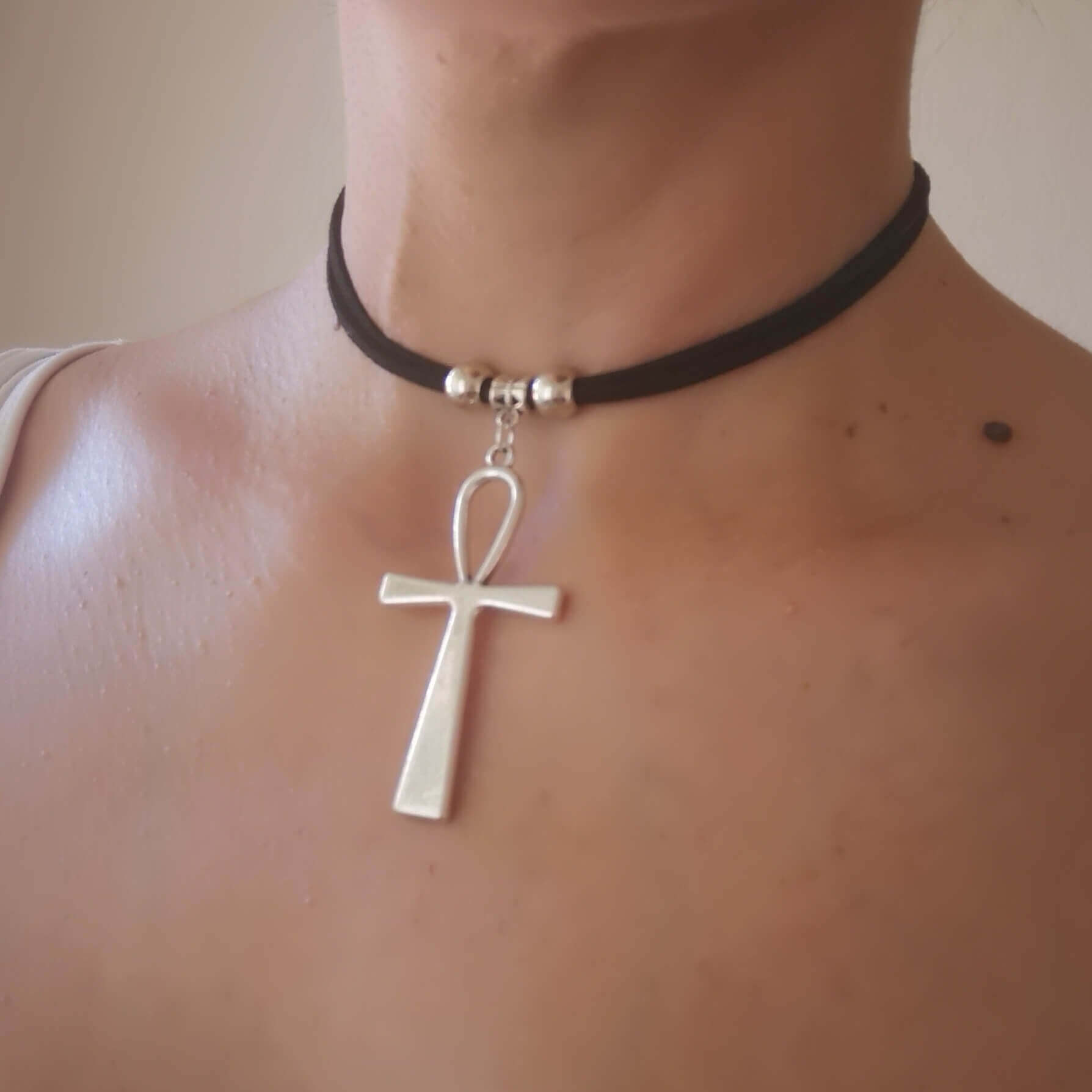 Ankh leather necklace