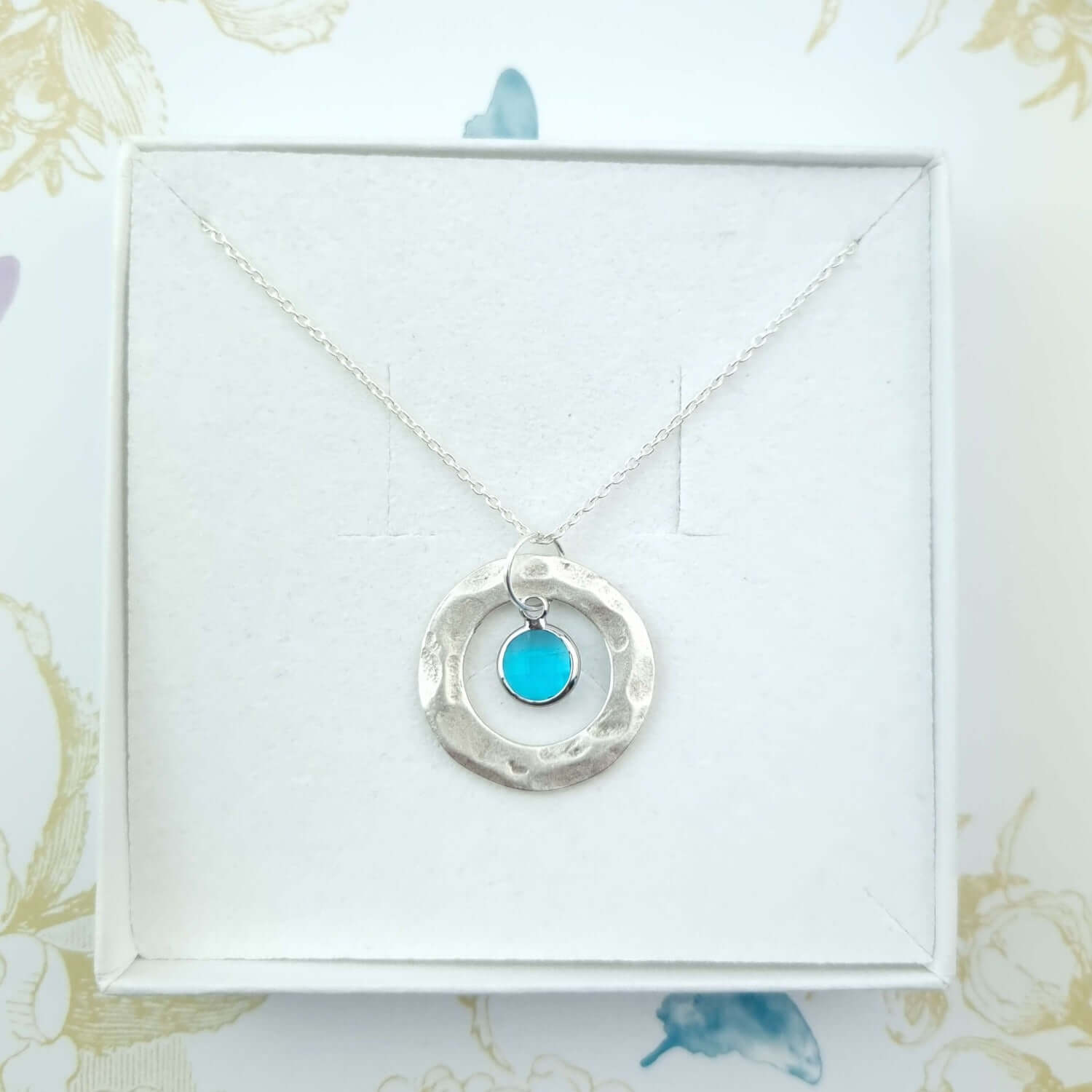 March birth month necklace in a gift box