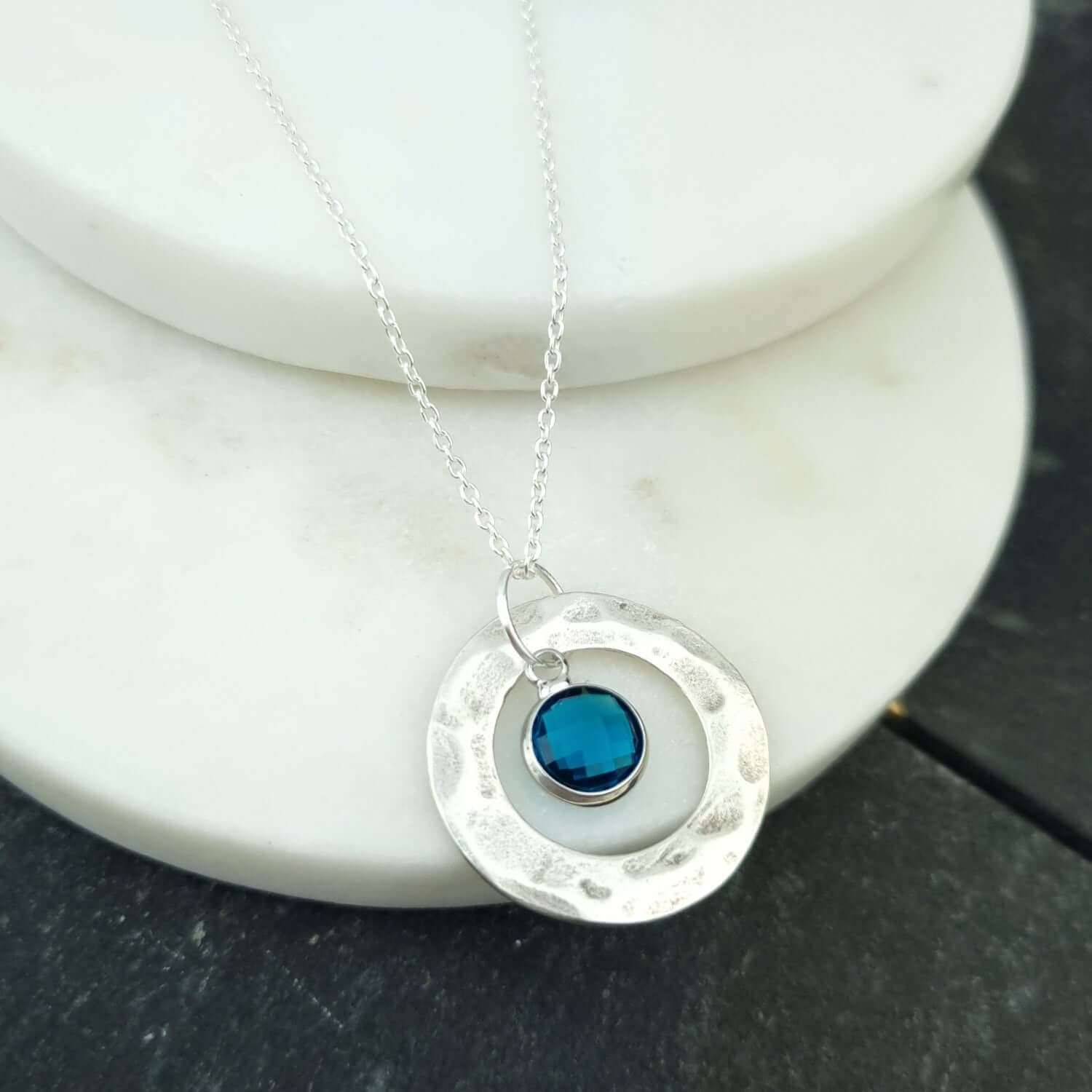 Blue topaz december birthstone necklace