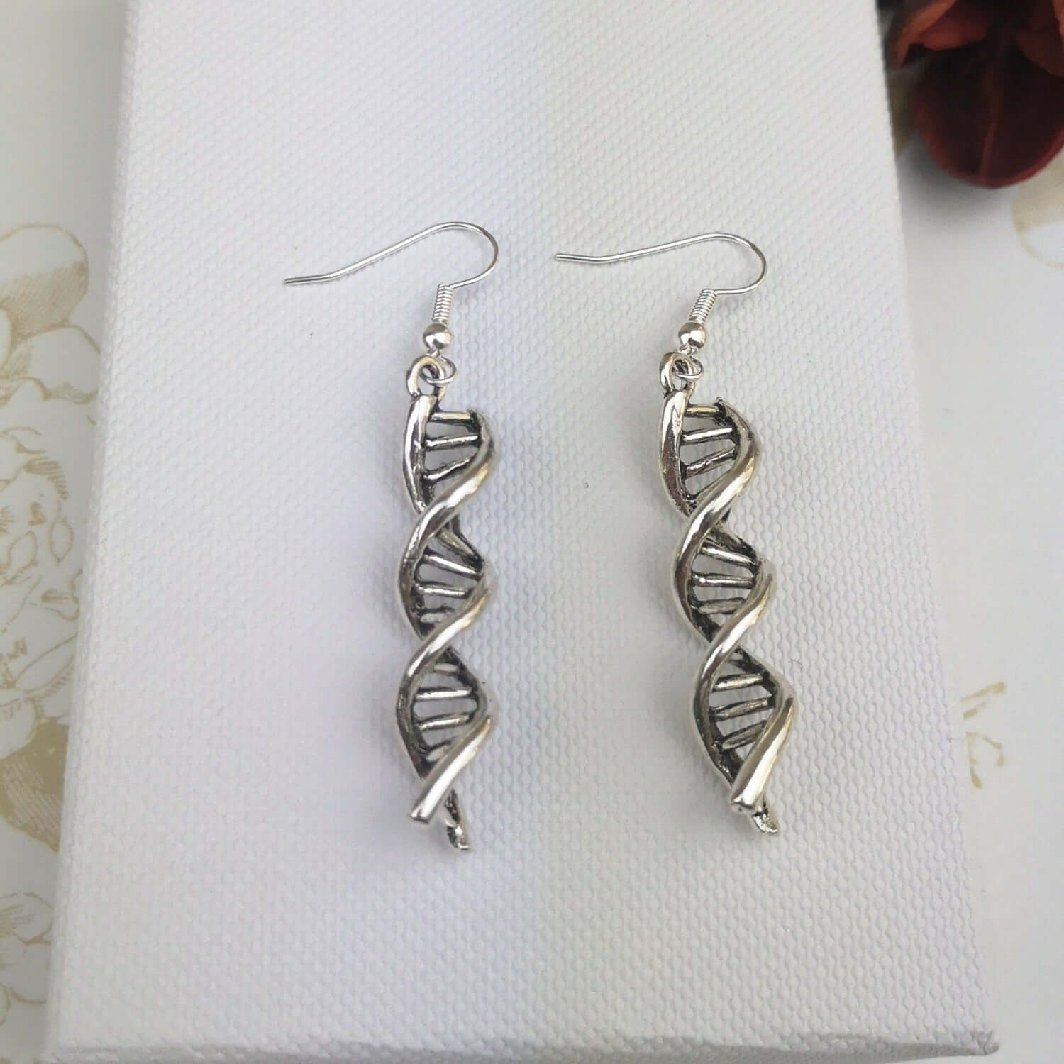 DNA helix earrings dangle drop