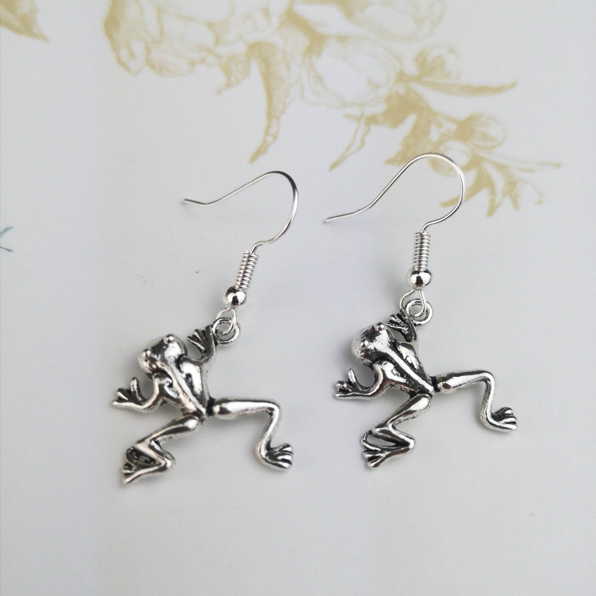 frog dangle earrings