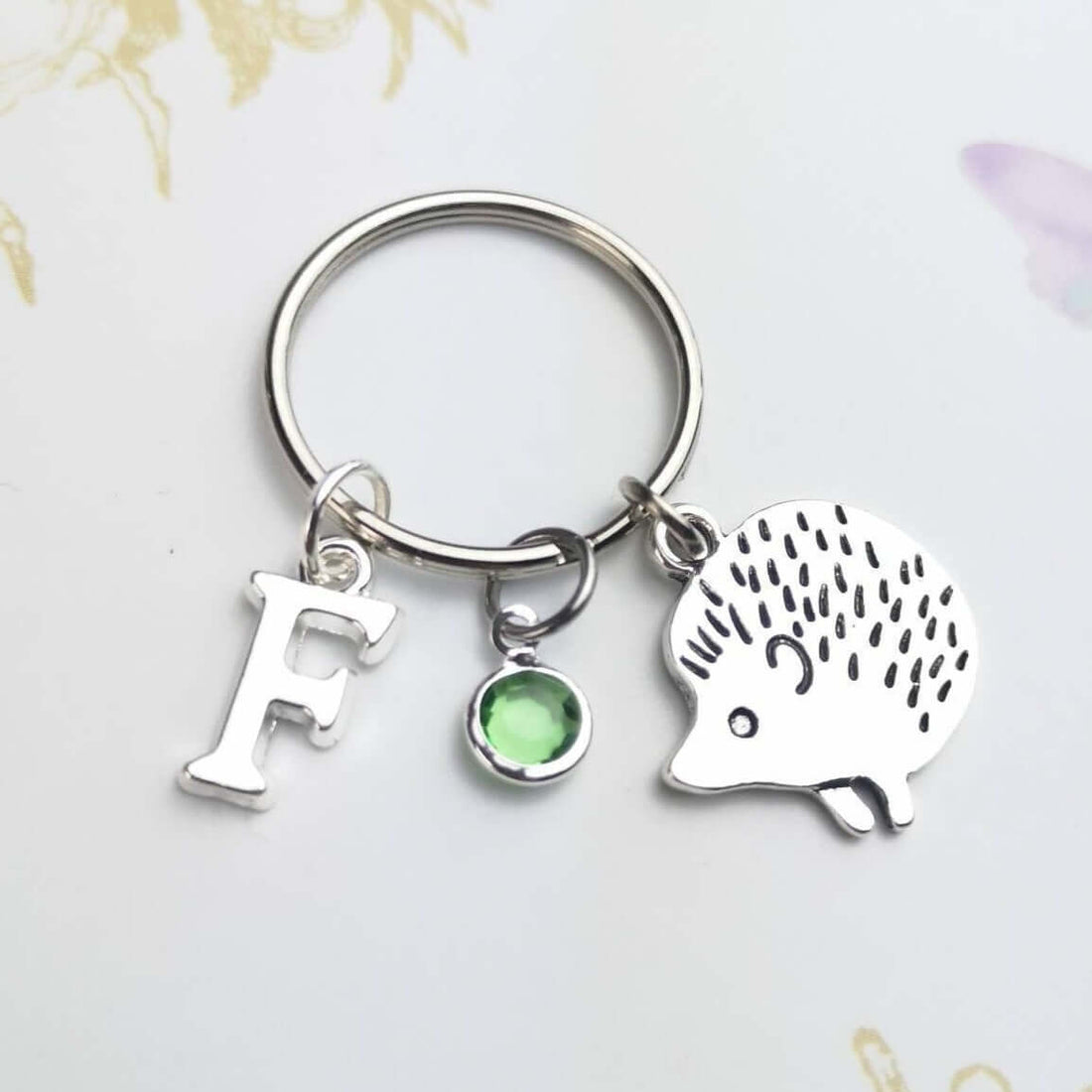 personalised hedgehog keyring