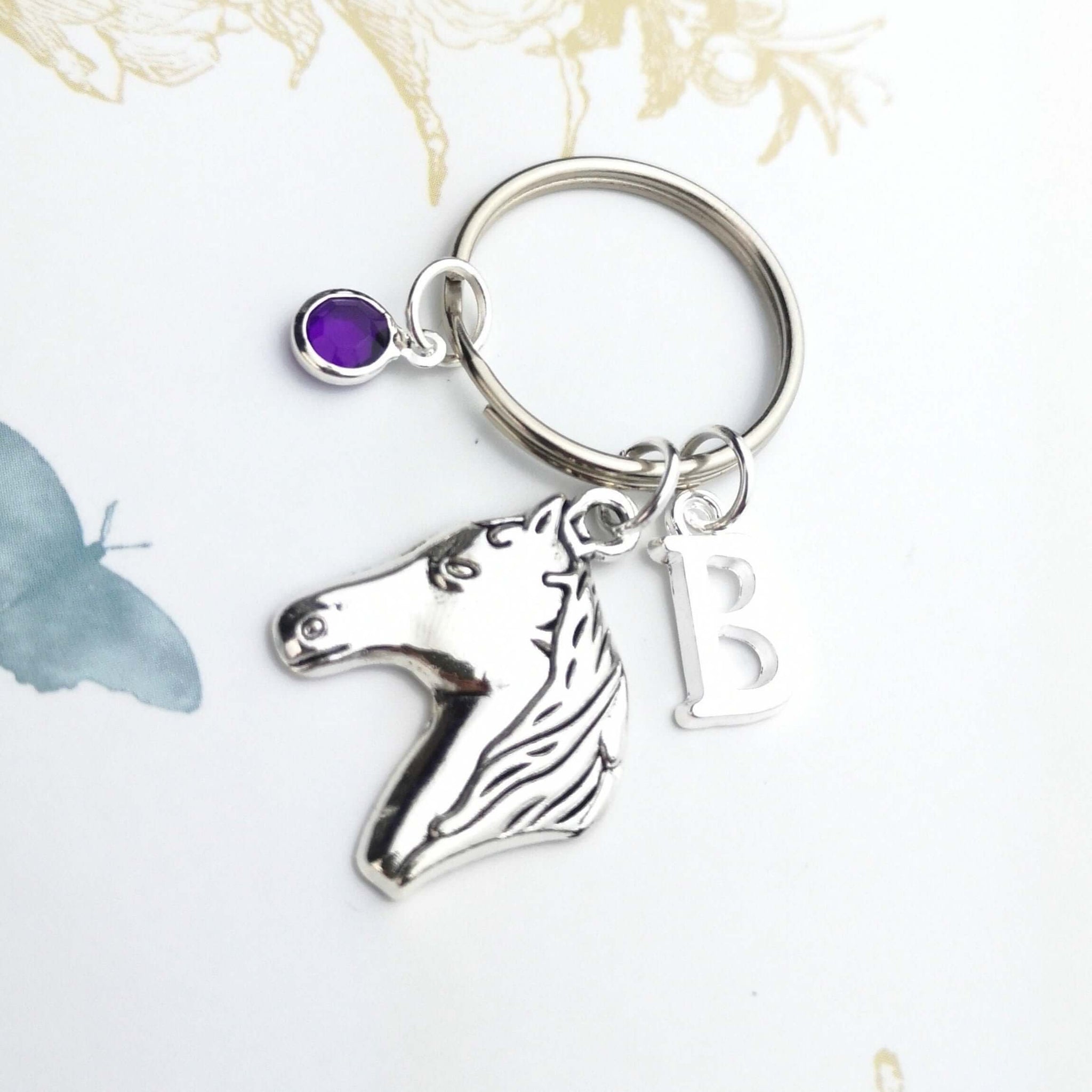 personalised equestrian gift, horse head keyring