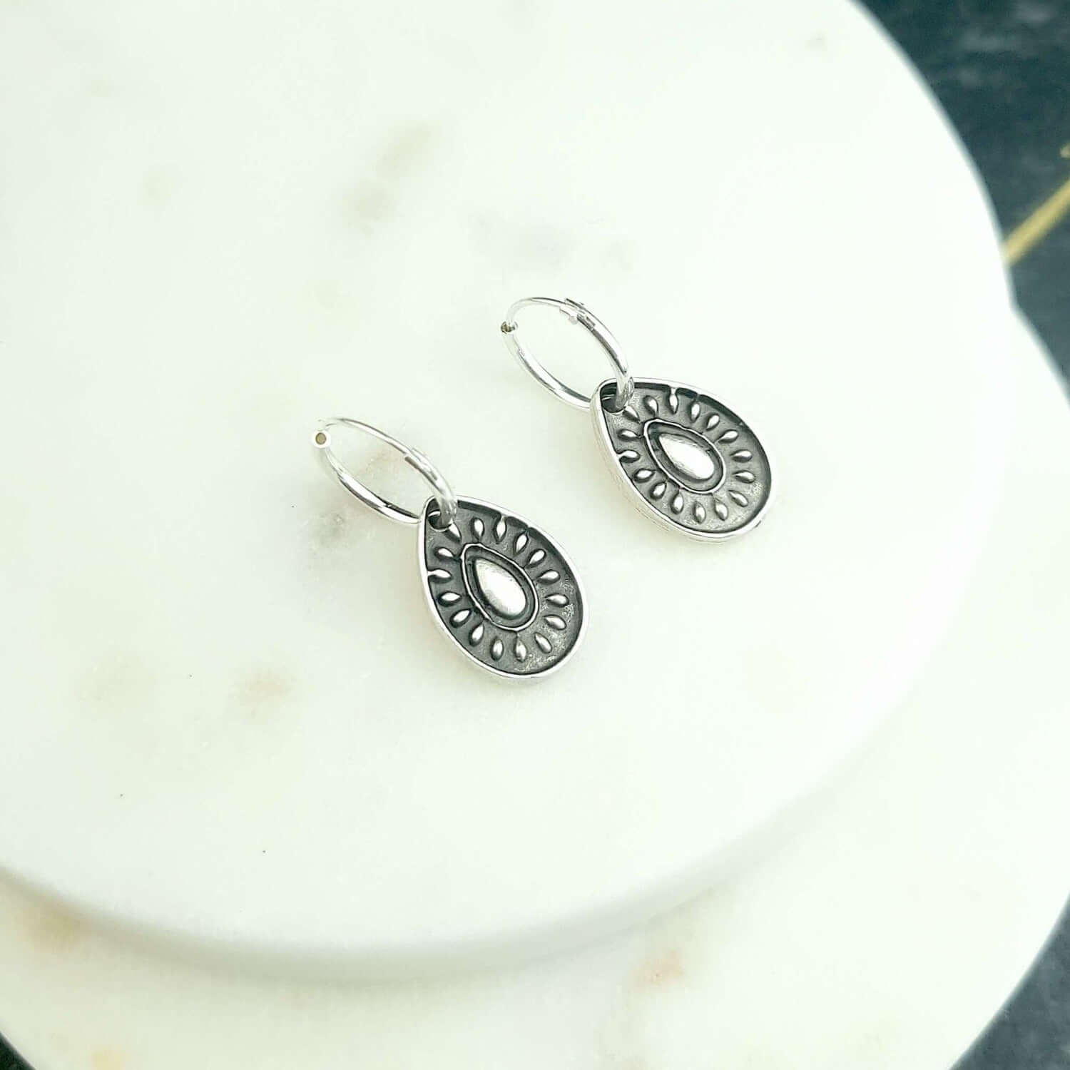 Bohemian hoop earrings silver