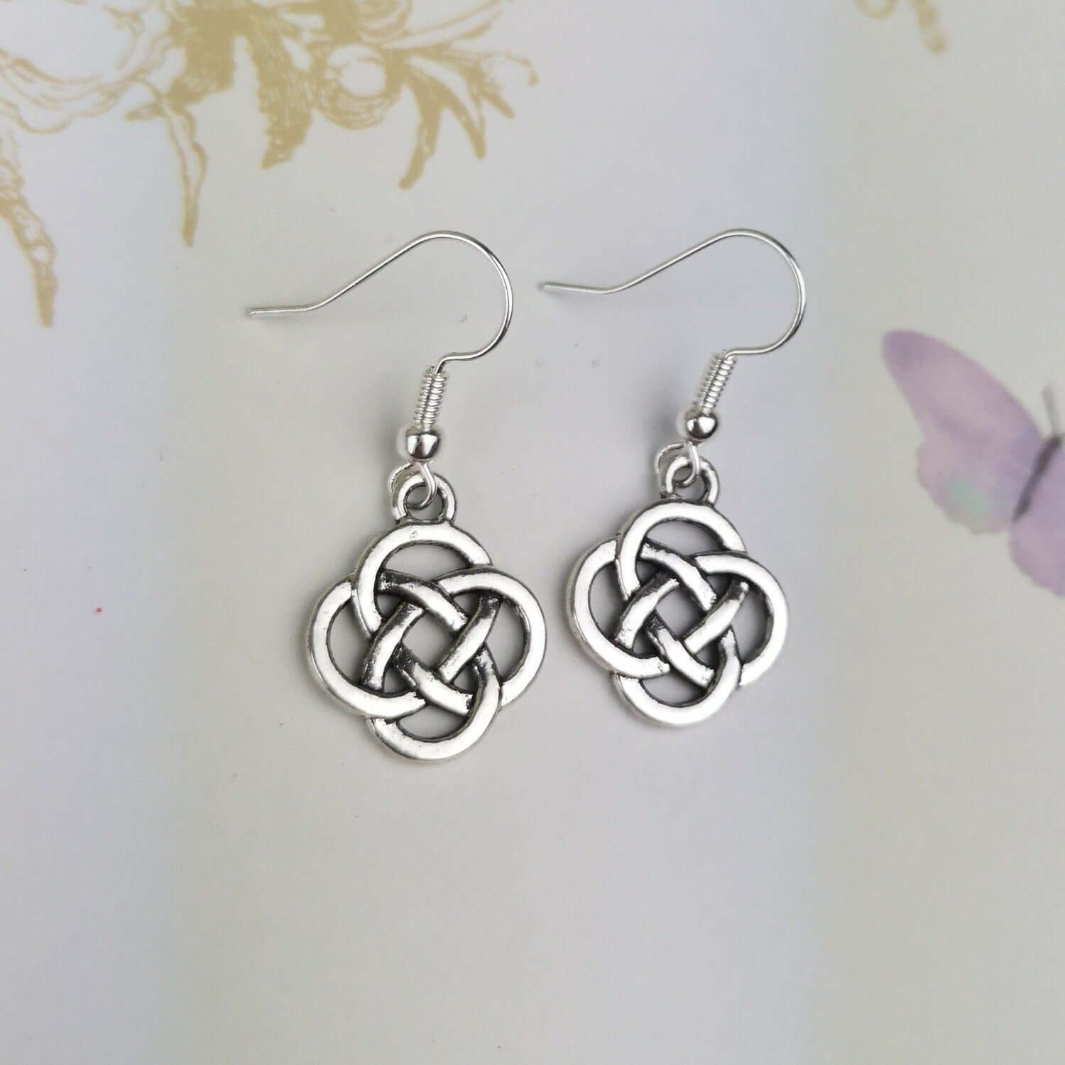celtic knot silver earrings dangle drop