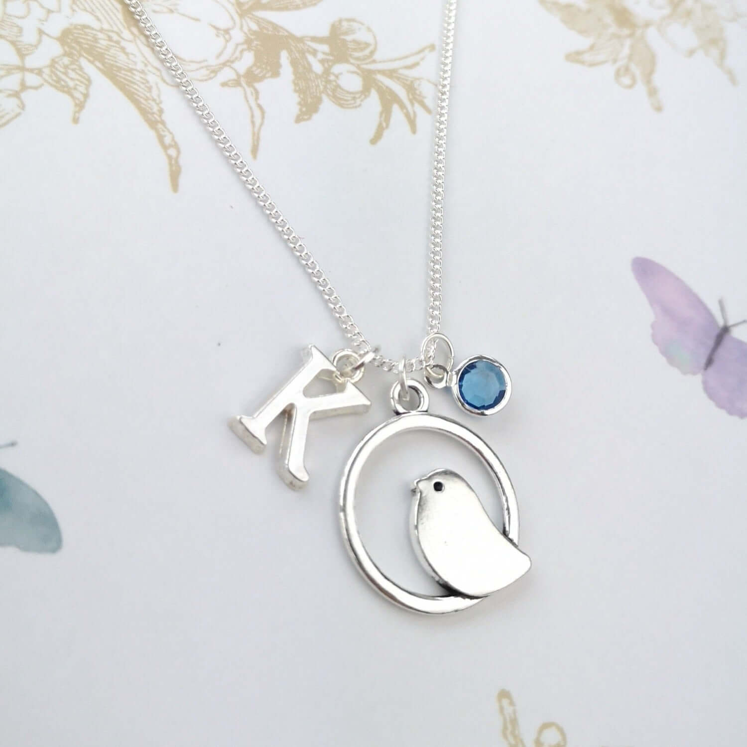 Personalised bird necklace