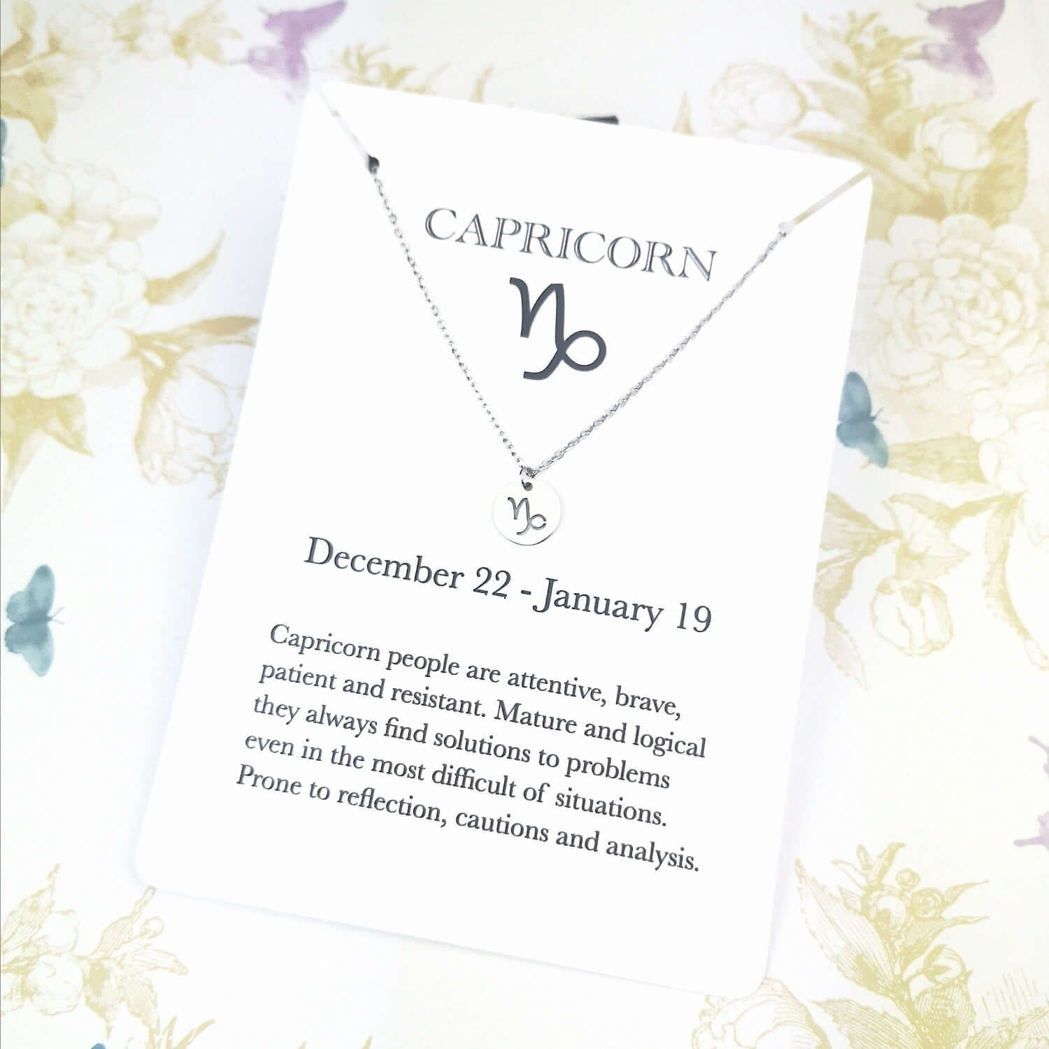 Capricorn zodiac necklace silver