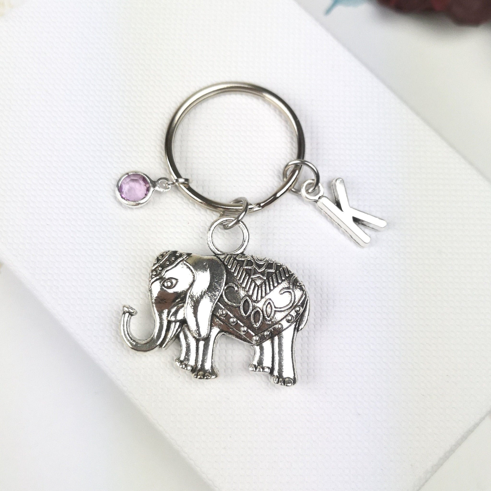 personalised large elephant keyring