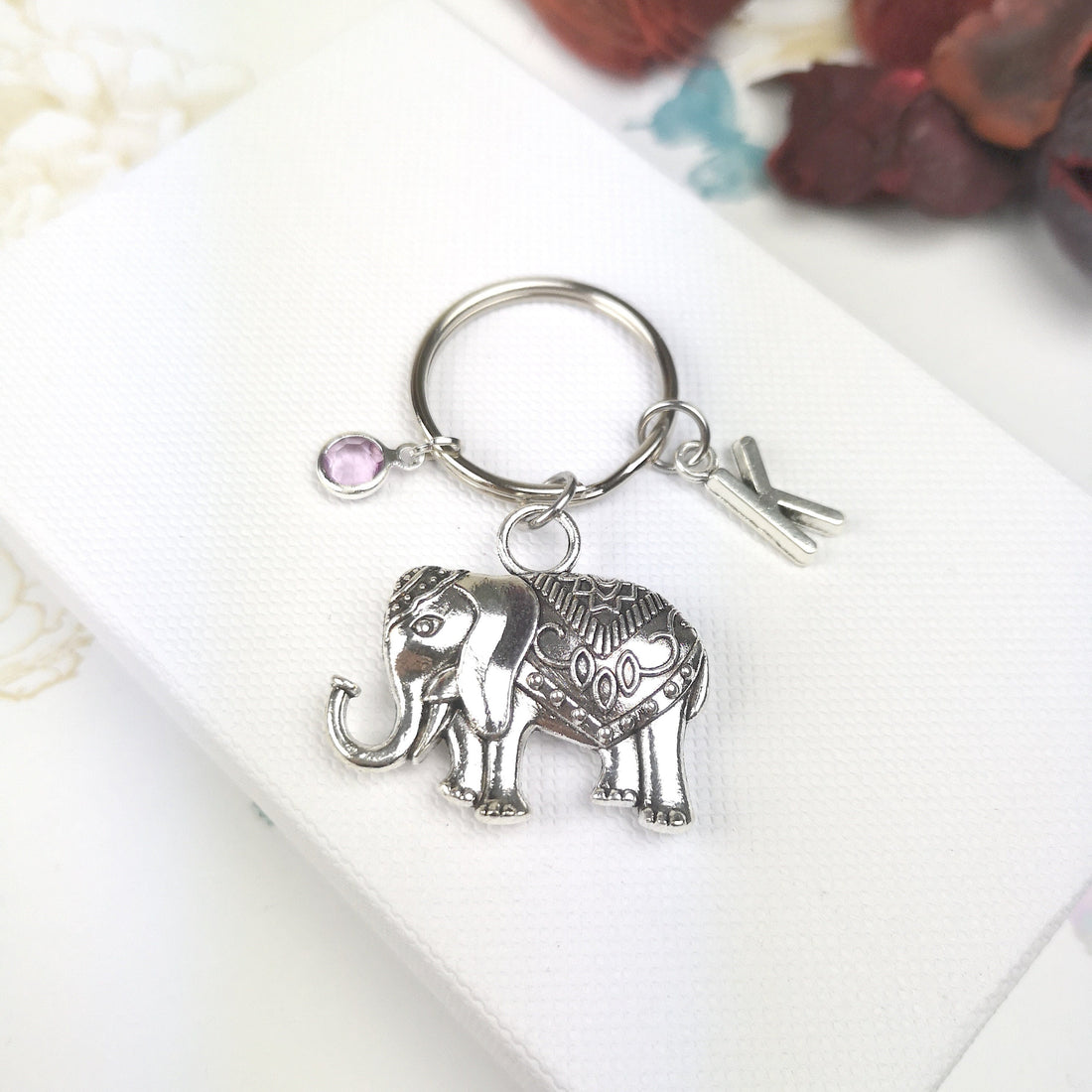 personalised large elephant keyring