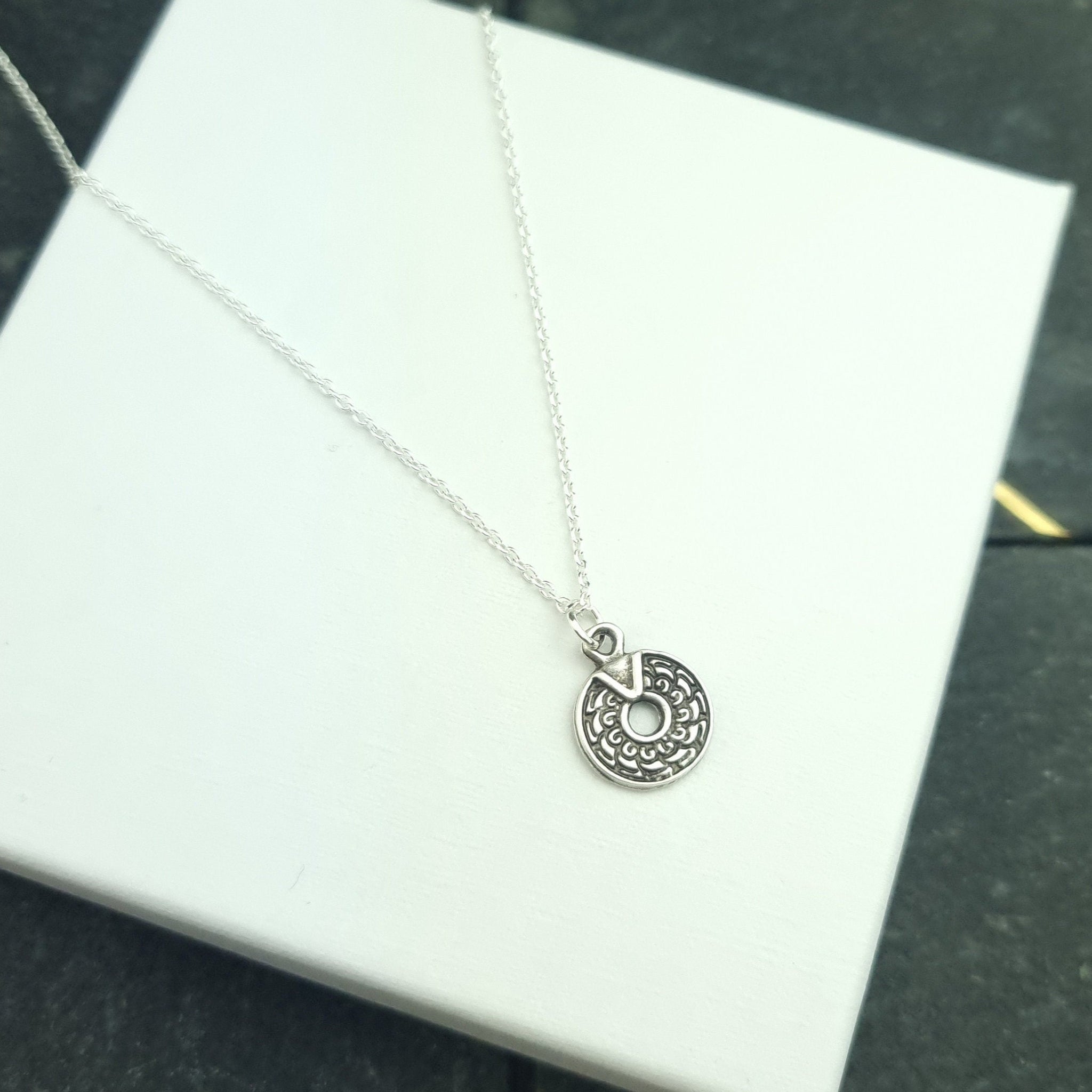 Sterling silver small medallion necklace