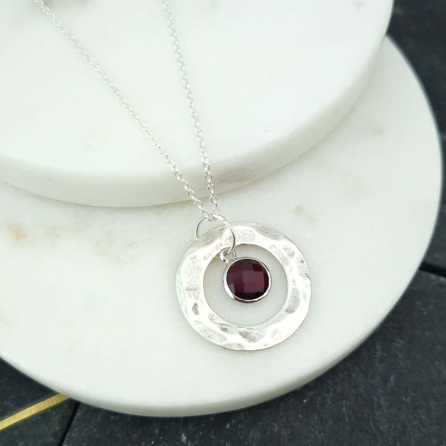 Garnet january birthstone necklace